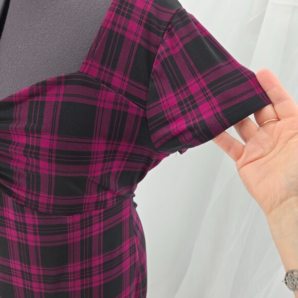 76-24 Torrid Black Purple Plaid Babydoll Top Blouse Women’s Size 1 XL(14/16) - Picture 3 of 8